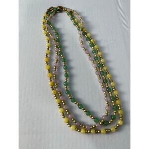 VTG Natural Gemstone Bead Necklace Lot of 3 Rose Quartz Aventurine Jade